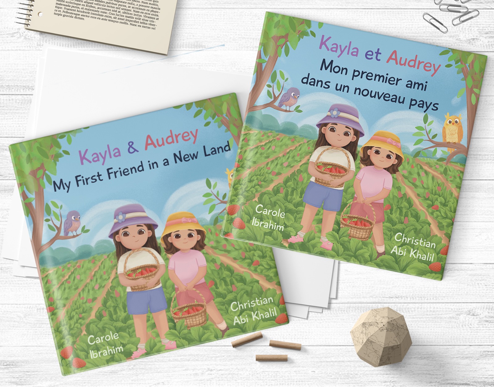 English and French editions of Kayla and Audrey